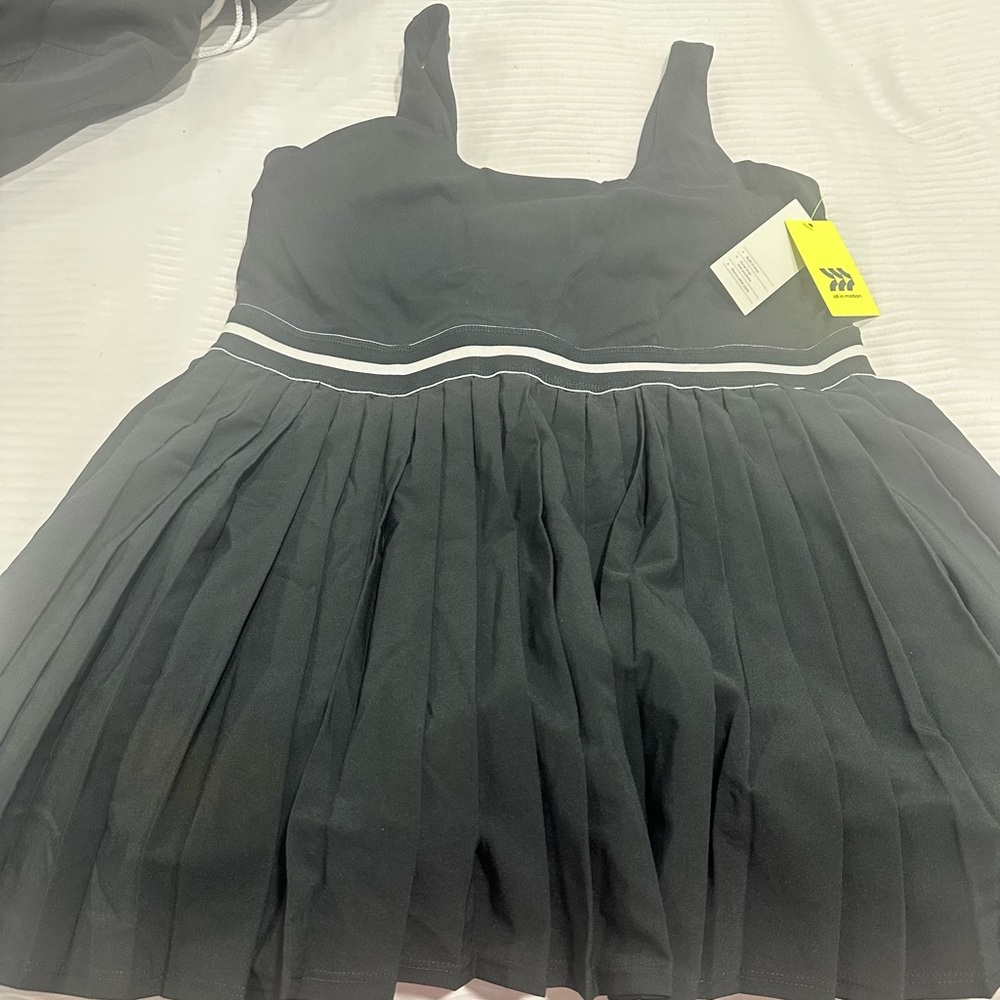 All in Motion Black Pleated Dress